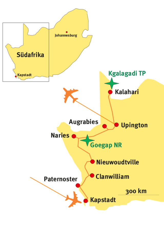 Karte für die Südafrika Westküste