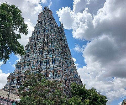 Der Meenakshi-Tempel in Madurai, welcher der Göttin Parvati und Shiva geweiht ist.